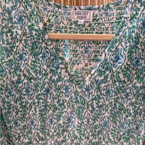 Pink City Prints by Tuckernuck Green and Blue Patterned maxi dress